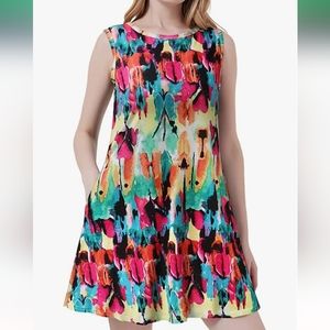 Casual loose fit boho sundress with pockets